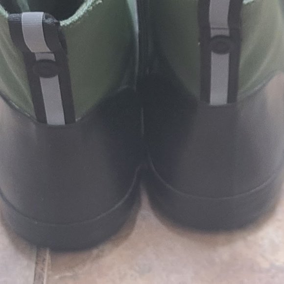 HUNTER GREEN CANVAS & BLACK LEATHER TOE MEN'S RAIN BOOTS/SIZE 12/EXCELLENT COND. - Picture 4 of 11